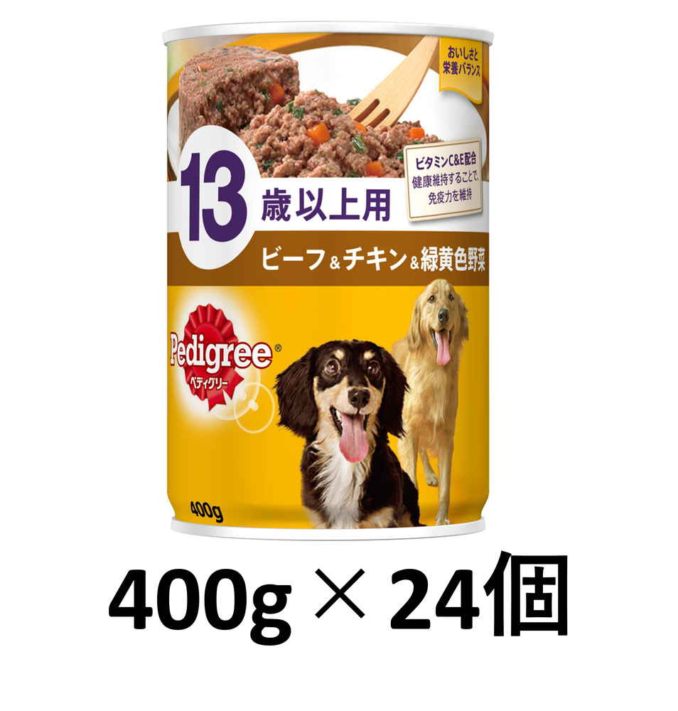 [マースジャパンリミテッド] ペディグリー １３歳以上用 ビーフ＆チキン＆緑黄色野菜 ４００ｇ×２４個【247024】 商品サムネイル